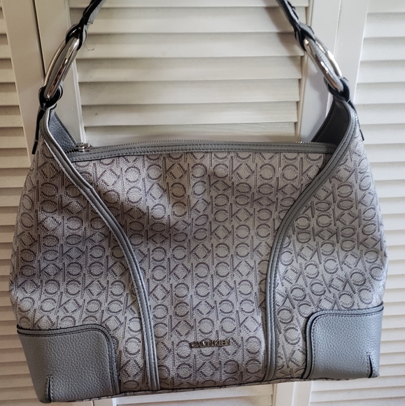 Calvin Klein Handbags - Just In: Ladies Calvin Klein Logo Monogram Gray Hobo Purse